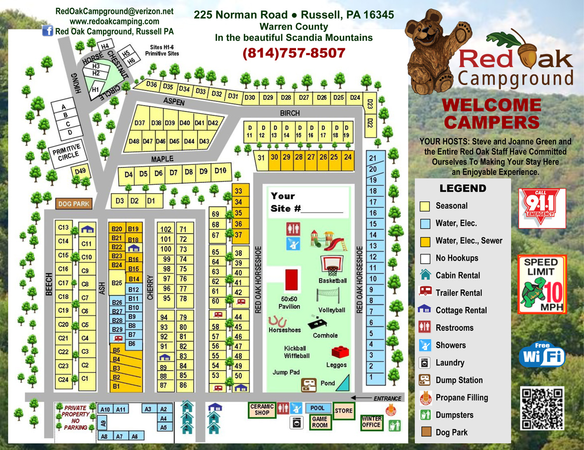 Red Oak Campground Site Map